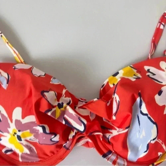 Catalina 2 Piece Bikini Set Orange Multicolor High Waisted Swimsuit Size Small - Picture 7 of 11